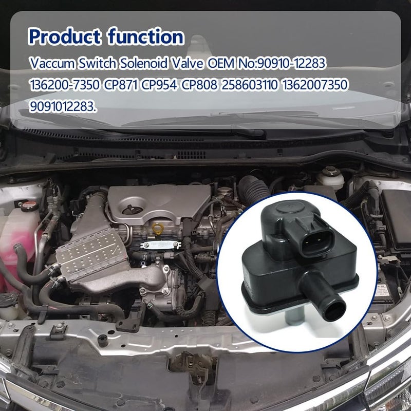 Lotcesfun Vaccum Switch Solenoid Valve Compatible with Toyota Corolla Highlan-der Taco-ma Lex-us RX350 SCION FR-S IM 2014-2020 Replacement No : 136200-7350 90910-12283 - Image 3